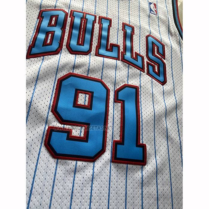 Camiseta Chicago Bulls Dennis Rodman NO 91 Mitchell & Ness 1996-97 Blanco